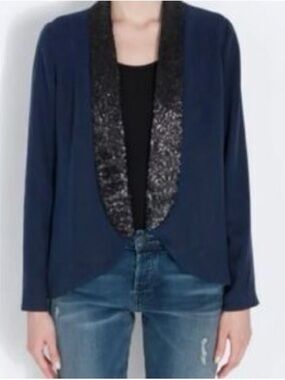 XS navy and black sequins jacket cardigan